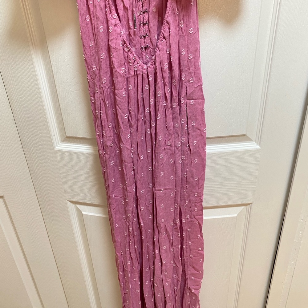 Free People Romper Pink/Rose with Puff Sleeves - Picture 11 of 16